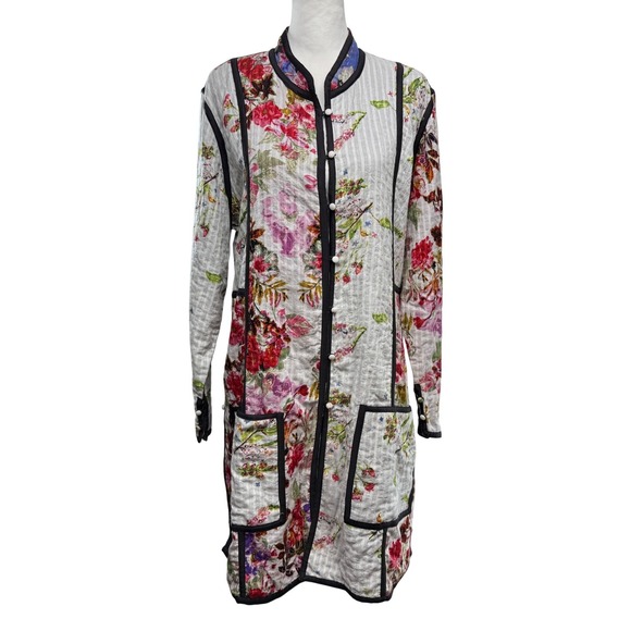 J. Peterman Lady Maharaja's Jacket Size M Kimono Style Floral Mandarin Collar - Picture 2 of 11
